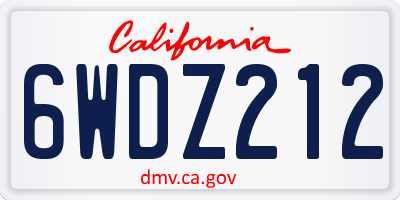 CA license plate 6WDZ212