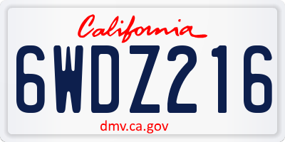 CA license plate 6WDZ216