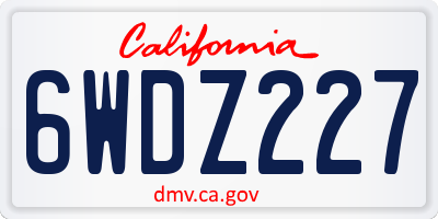 CA license plate 6WDZ227
