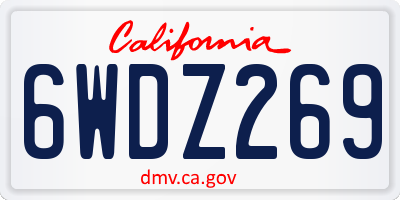 CA license plate 6WDZ269