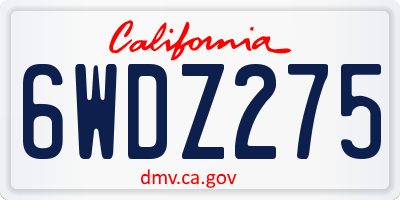 CA license plate 6WDZ275
