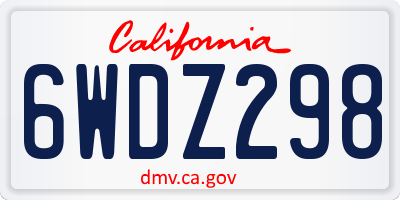 CA license plate 6WDZ298