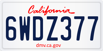 CA license plate 6WDZ377