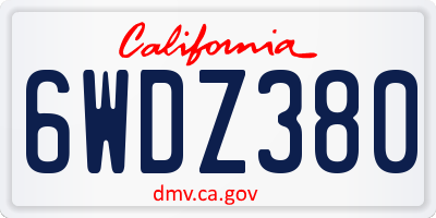 CA license plate 6WDZ380