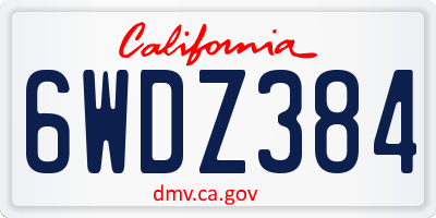 CA license plate 6WDZ384