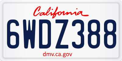 CA license plate 6WDZ388