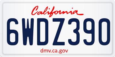 CA license plate 6WDZ390