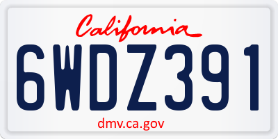 CA license plate 6WDZ391