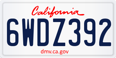 CA license plate 6WDZ392