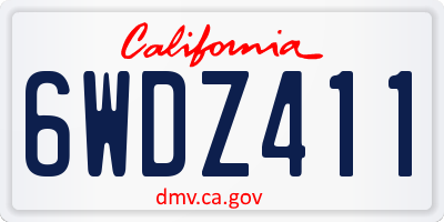 CA license plate 6WDZ411