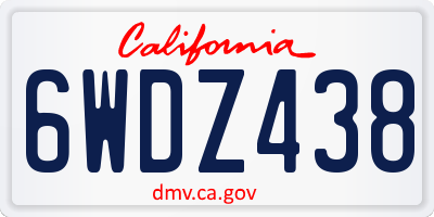 CA license plate 6WDZ438