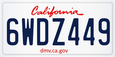 CA license plate 6WDZ449