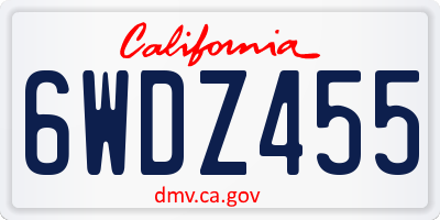CA license plate 6WDZ455
