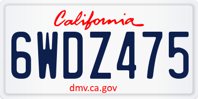 CA license plate 6WDZ475