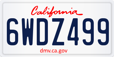 CA license plate 6WDZ499