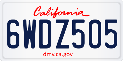 CA license plate 6WDZ505