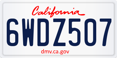 CA license plate 6WDZ507