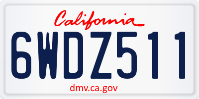 CA license plate 6WDZ511