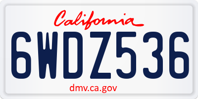 CA license plate 6WDZ536