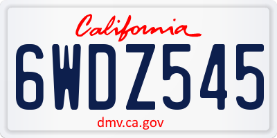 CA license plate 6WDZ545