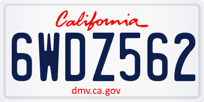 CA license plate 6WDZ562
