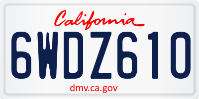 CA license plate 6WDZ610