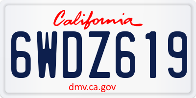 CA license plate 6WDZ619