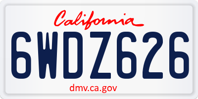 CA license plate 6WDZ626