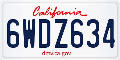 CA license plate 6WDZ634