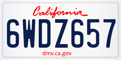 CA license plate 6WDZ657