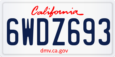 CA license plate 6WDZ693