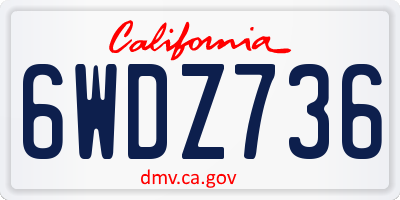 CA license plate 6WDZ736