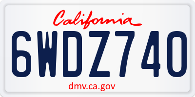 CA license plate 6WDZ740