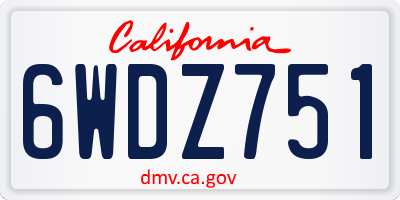 CA license plate 6WDZ751