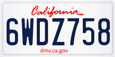 CA license plate 6WDZ758