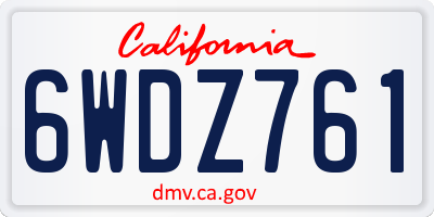 CA license plate 6WDZ761