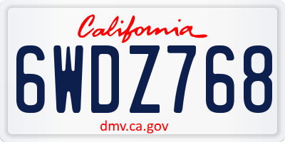 CA license plate 6WDZ768