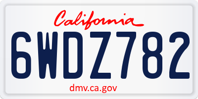 CA license plate 6WDZ782