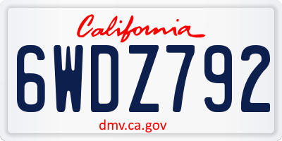 CA license plate 6WDZ792