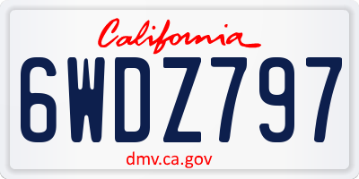 CA license plate 6WDZ797