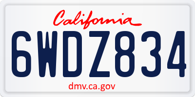 CA license plate 6WDZ834