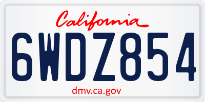 CA license plate 6WDZ854