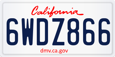 CA license plate 6WDZ866