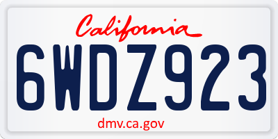 CA license plate 6WDZ923