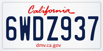 CA license plate 6WDZ937