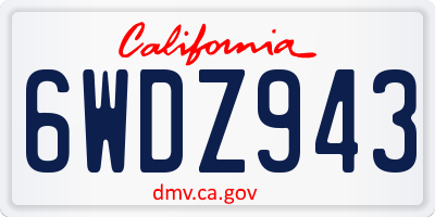 CA license plate 6WDZ943