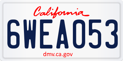 CA license plate 6WEA053