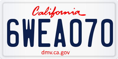 CA license plate 6WEA070