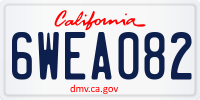CA license plate 6WEA082