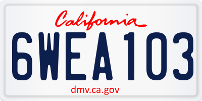CA license plate 6WEA103